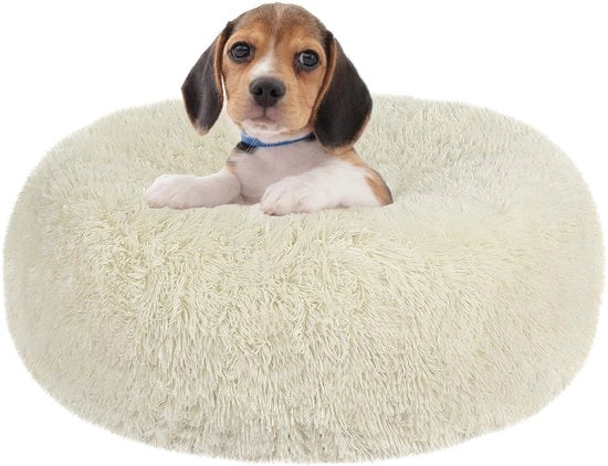Cuscino per cani in forma di donut con base rotonda, 60 cm Ø, beige, lavabile