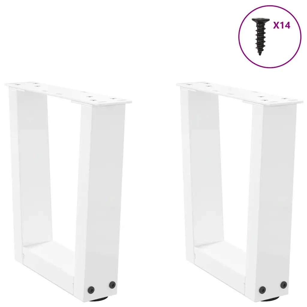 Gambe per Tavolino da Caffè a Forma di V 2 pz Bianche 30x(30-31,3) cm Acciaio 4012601