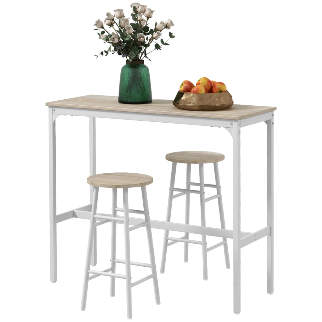 Tavolo da cucina con sgabelli ¨C Minimal ¨C Bianco, acciaio, 90x200 cm