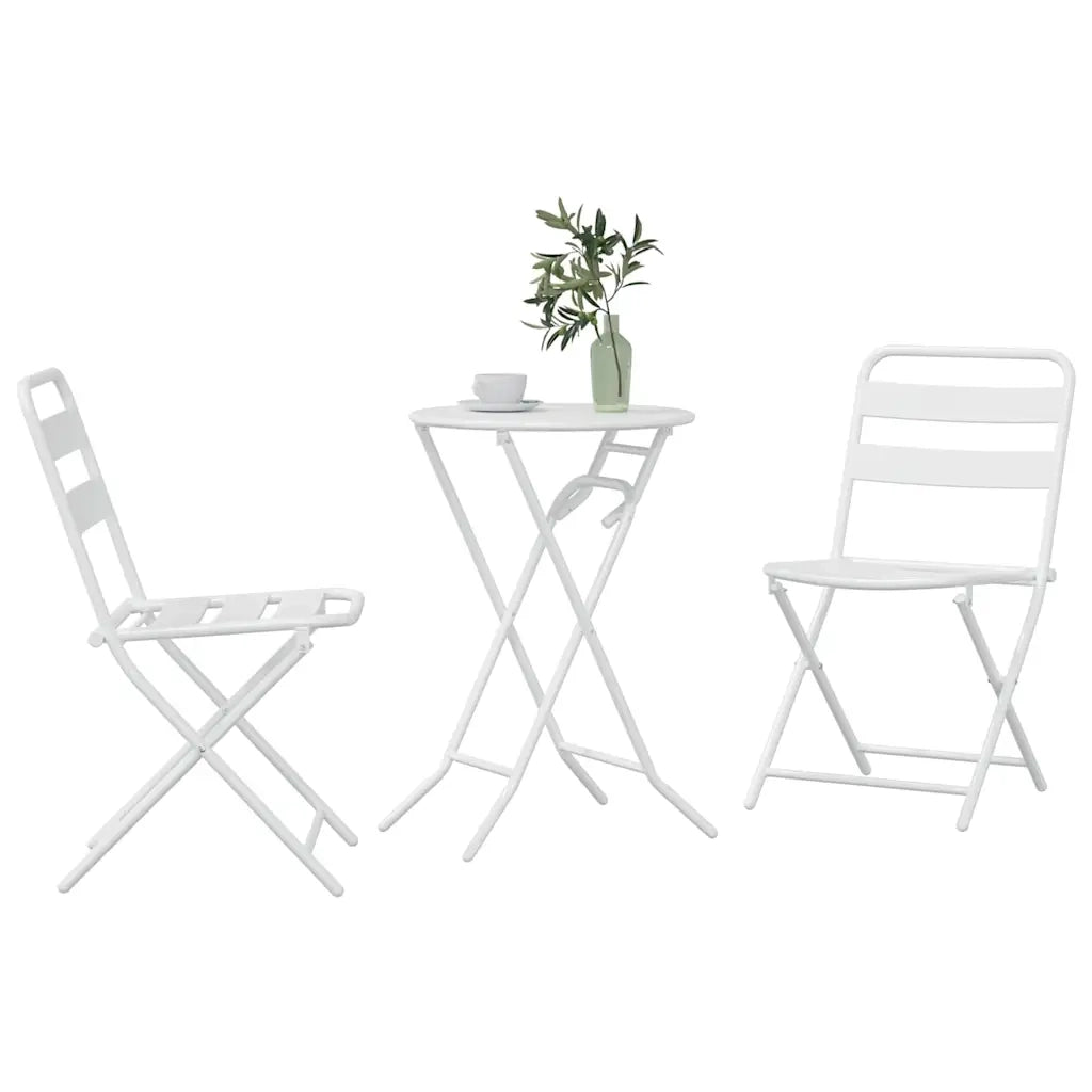 Set Bistro da Giardino 3 pcs Bianco Acciaio 42010317