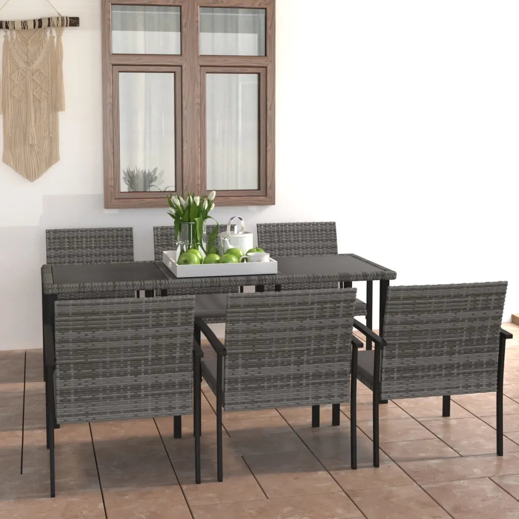 Set da Pranzo da Giardino 7 pz | Set Salotto da Giardino in Polyrattan Grigio