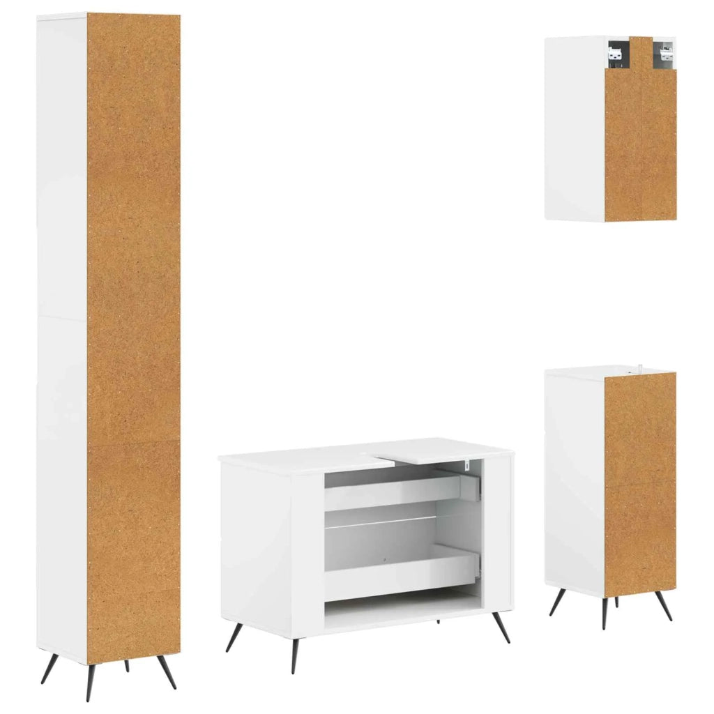 Set di Mobili da Bagno da 4 Pezzi BREDA Bianco Lucido 3417967
