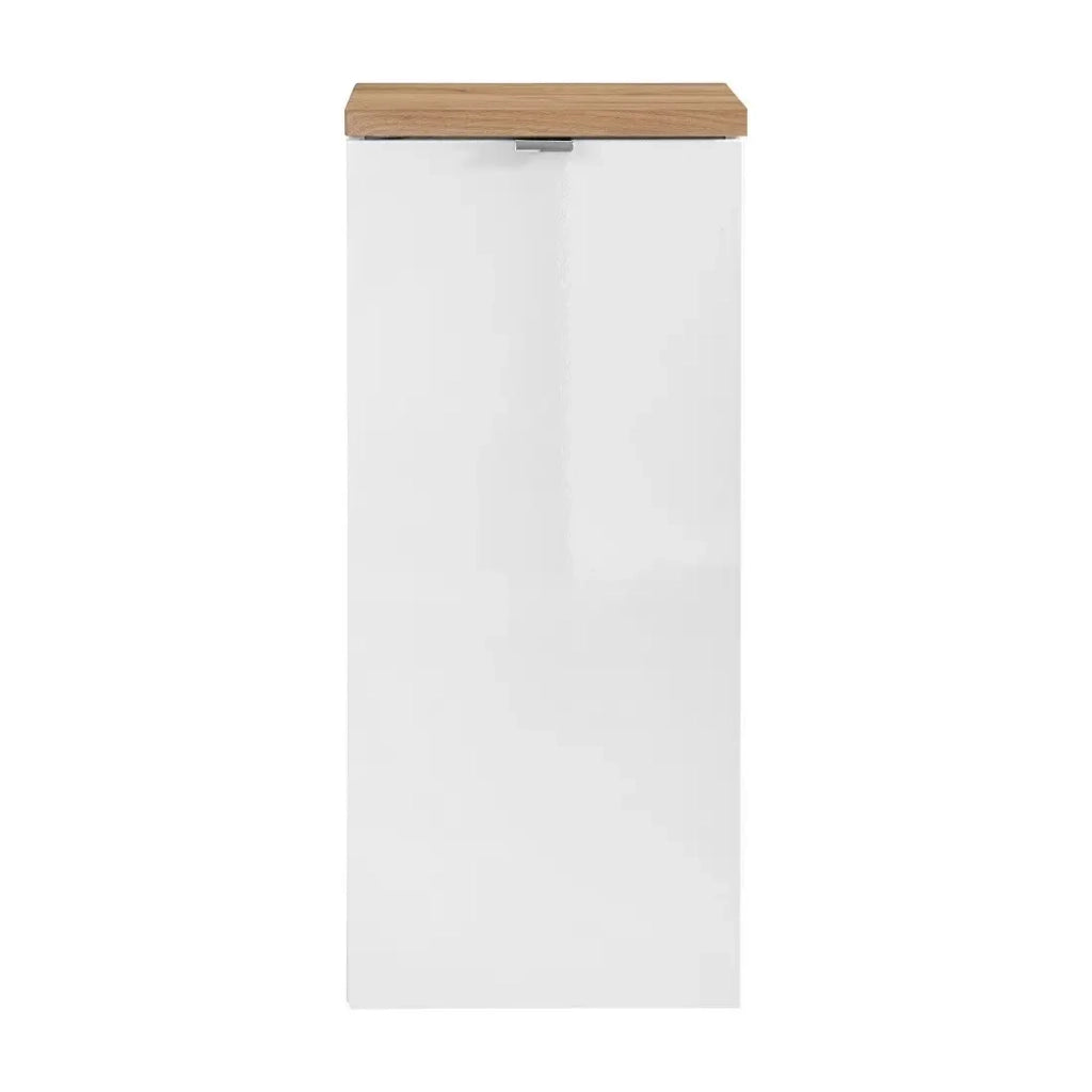 Mobile da parete NALYA 80 cm - Bianco lucido e quercia chiara - Elemento sospeso