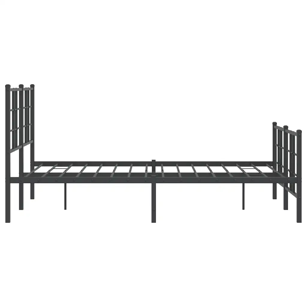 Letto matrimoniale | Letto per adulti | Giroletto con Testiera e Pediera Metallo Nero 120x190 cm