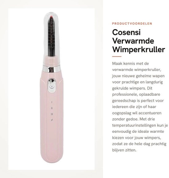 Wimperkruller Elettrico Professionale - Caricabile e Sottile - Rosa - Per Wimpers Perfette - Adatto per l'Uso Casalingo -...