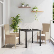 Set da Pranzo per Giardino con cuscino 3 pcs Beige polyrattan