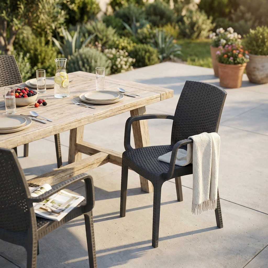 Poltrona da Giardino Impilabile in Wicker cm 57x59x86 - VIRGINIA