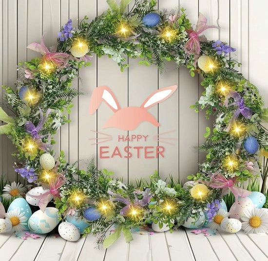Decorazione di Pasqua con illuminazione LED 1,8 m – Girlanda artificiale di Pasqua con uova di Pasqua – alimentata a batterie