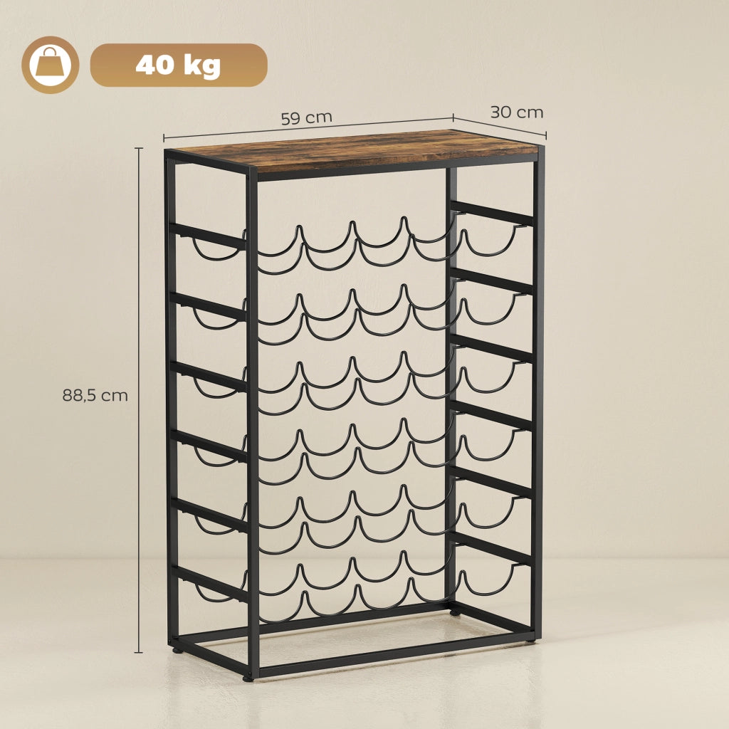 Scaffale per Bottiglie ¨C zephmum ¨C 59x30x88.5 cm Rustico Marrone