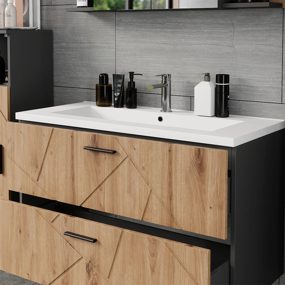 Vicco Set di mobili da bagno Antracite/Artisan 2 parti