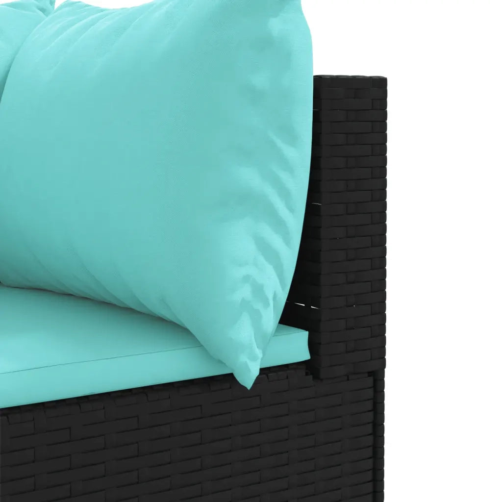 Set Divani da Giardino 10pz con Cuscini in Polyrattan Nero