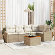 Set Divano da Giardino 6 pcs Beige e Crema polyrattan