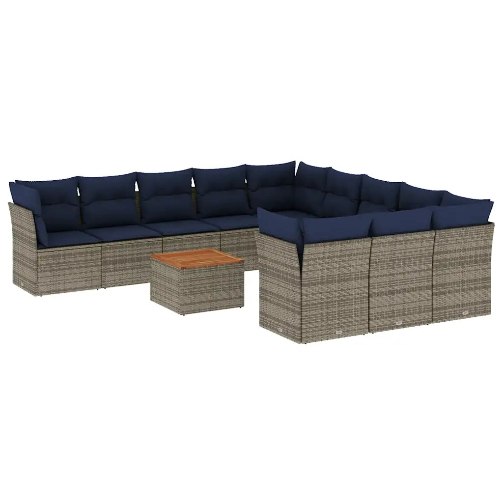 Set Divani da Giardino 12 pz con Cuscini Grigio in Polyrattan 3256243