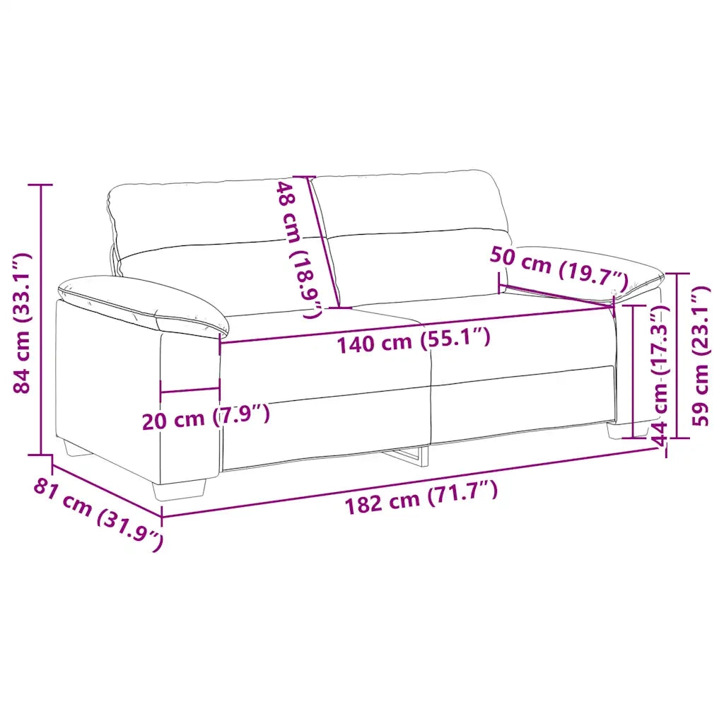 Divano a 2 Posti Grigio Nuvola 180x81x84 cm in Tessuto 4105315