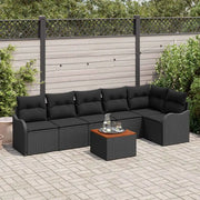 Set Divano da Giardino con cuscino 7 pcs Nero polyrattan