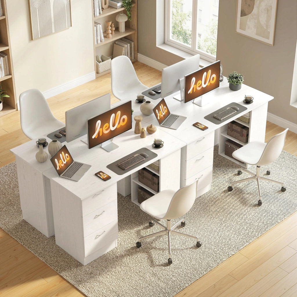 Scrivania con scaffale e cassetti ¨C Minimal ¨C bianco 120x50x cm