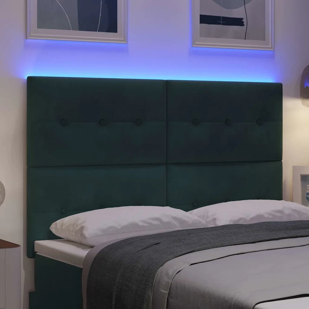 Testiera LED con strisce LED Verde 144 cm Velluto 3338433