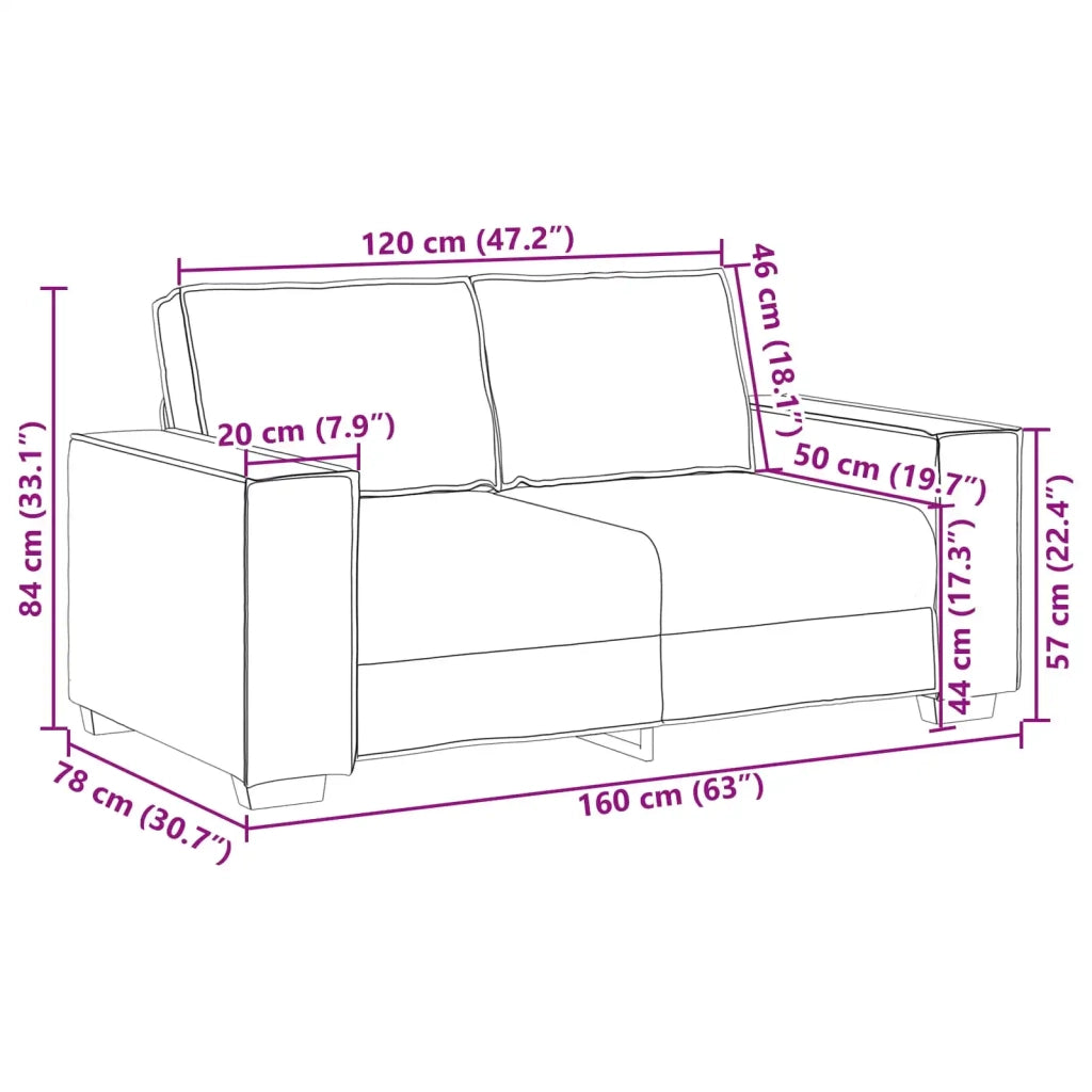 Divano a due posti Crema 160 cm Pelle Sintetica 4105046