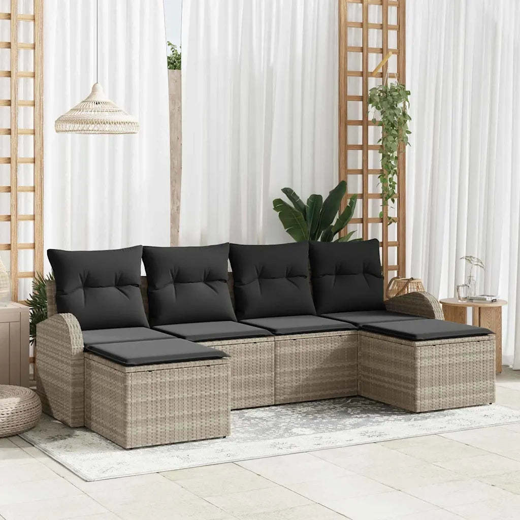Set Divano da Giardino con cuscino 6 pcs Grigio chiaro