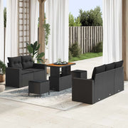 Set Divano da Giardino con cuscino 8 pcs Nero polyrattan 3363509