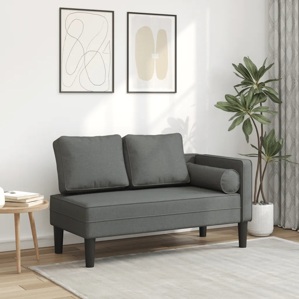 Chaise Longue con Cuscini Grigio Scuro in Tessuto 4007580