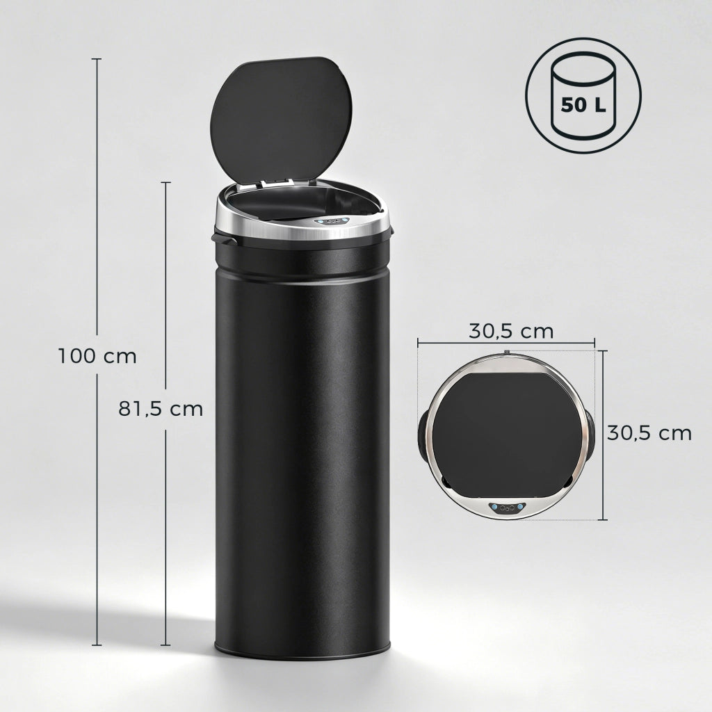 Cestino Sensorizzato 50L ¨C Minimal ¨C Acciaio Inox, Infrarosso, Automatico