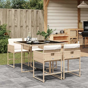 Set da Pranzo da Giardino 5 pz con Cuscini Beige in Polyrattan 3211258