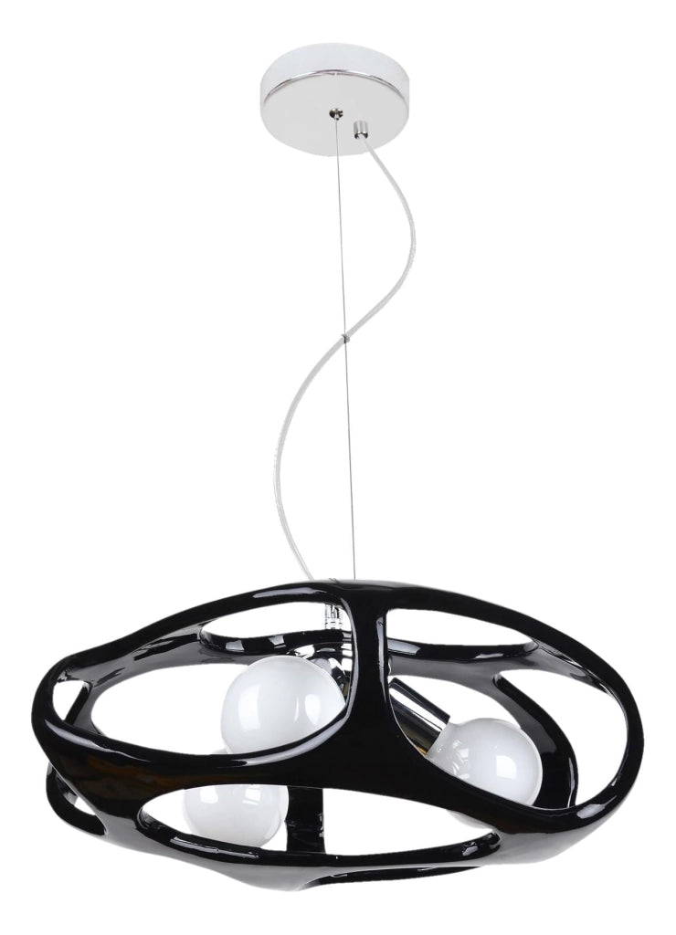 Lampadario a sospensione Lampex Amano nero 3xE27 Ø40cm