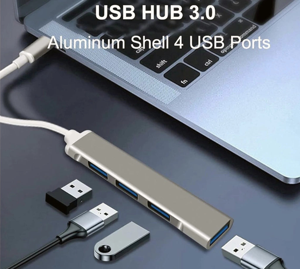 HUB USB type C 4 porte USB 3.0 Splitter Case in Alluminio Alta Velocità per PC e Smartphone