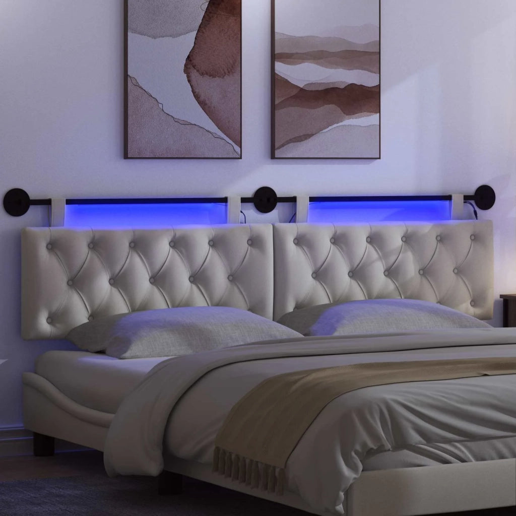 Testiera | Testata sospesa Con luce LED Crema Velluto