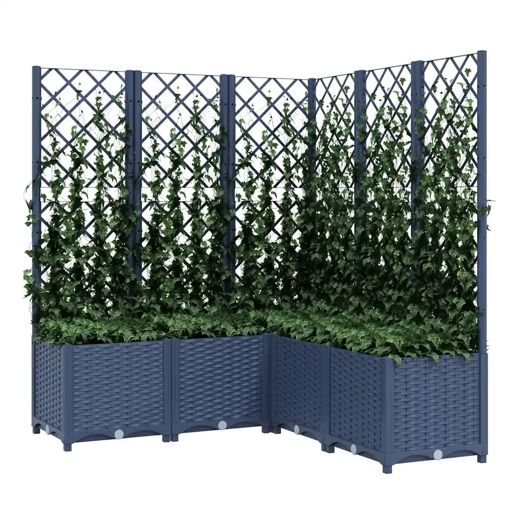 Fioriera | Cassetta per fiori | Vaso da Giardino Graticcio Grigio Blu 120x120x136cm PP