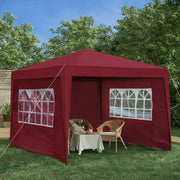 Gazebo Pieghevole 3x3m Impermeabile con 4 Pareti e Sacchi Sabbia ¨C Xylo ¨C Bordeaux, Acciaio, UV 50+