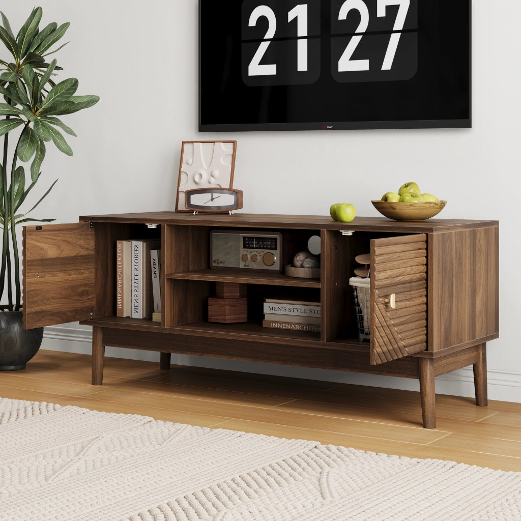 Cassettiera per TV in noce; in MDF; lunghezza 110 cm