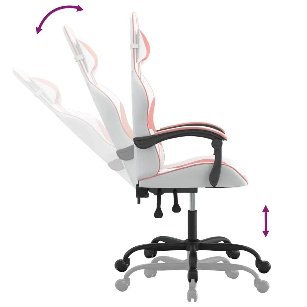 Sedia da Gaming Bianco e Rosa in Similpelle 3143827