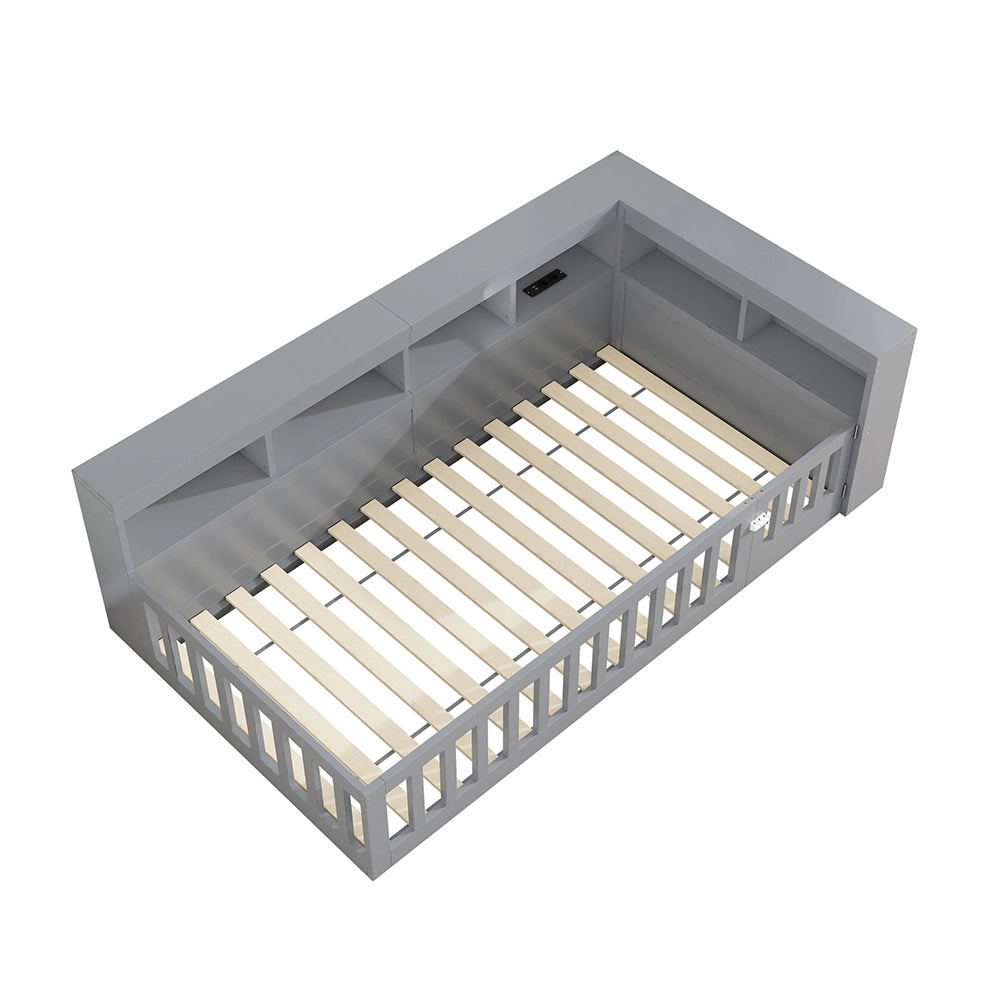 Daybed - Xylo - 90x200 cm USB balaustra grigio