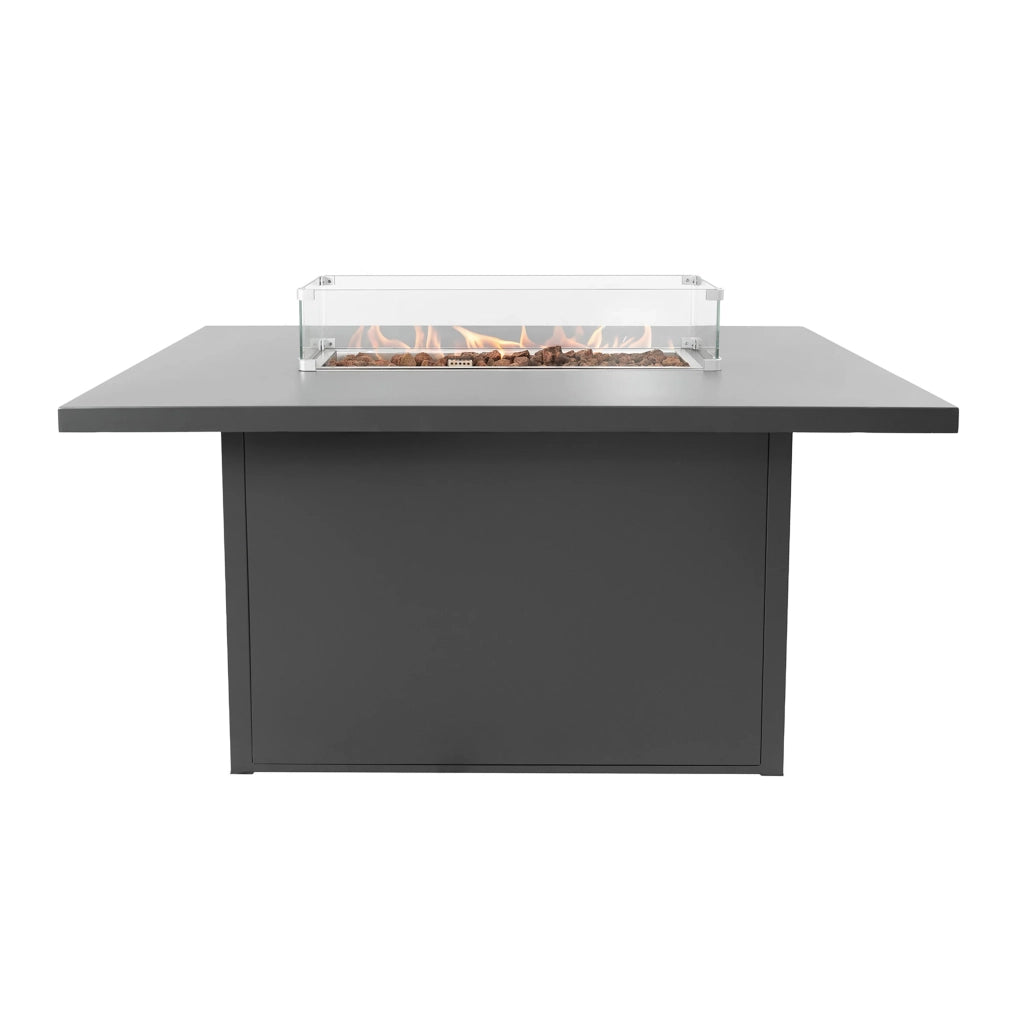 Set Giardino Alluminio 7 Posti Grigio Divano Sedie Tavolo Fire Pit