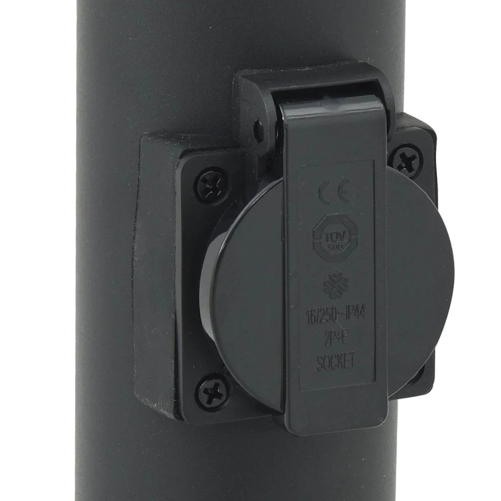 Lampada a paletto con presa di corrente 120 cm Nera IP44 4006121