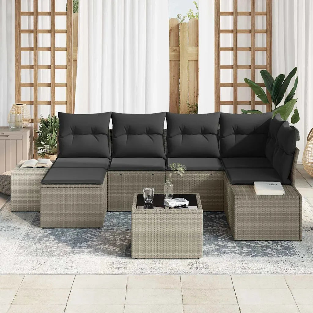 Set Divano da Giardino 7 pcs Grigio chiaro polyrattan 3347142
