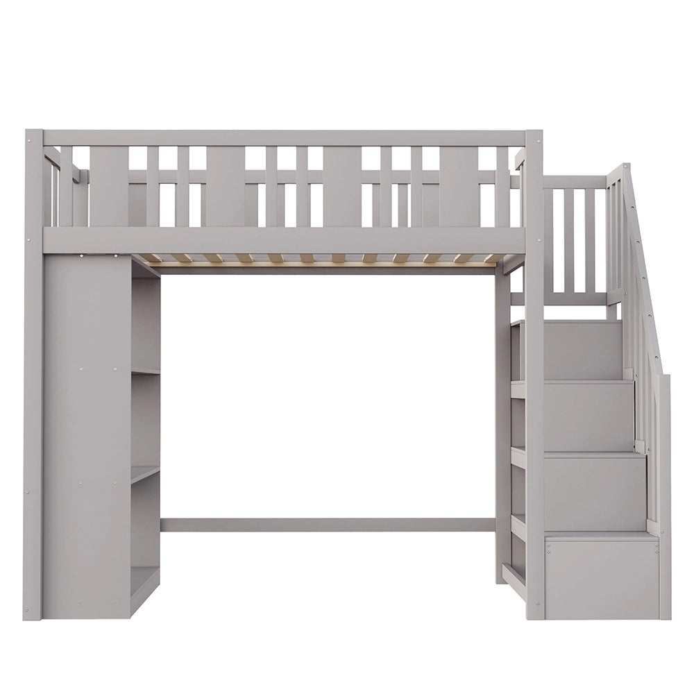 Letto a castello - Xylo - 90x200 cm scala contenitore grigio