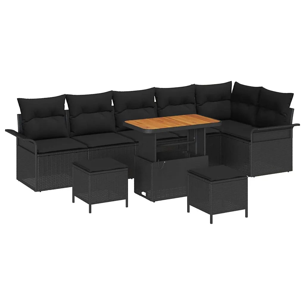 Set Divano da Giardino con cuscino con archiviazione 9 pcs Nero 3364104