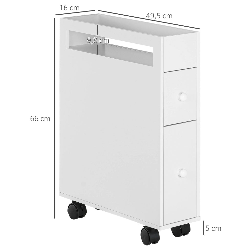 Mobile Bagno Sottolavabo con Cassetti e Ruote ¨C Minimal ¨C Bianco 16x49.5x66 cm