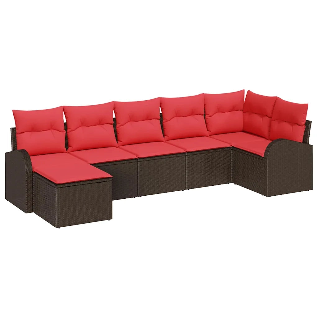 Set Divano da Giardino con cuscino 7 pcs Marrone Poly Rattan 3346134