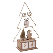 Calendario legno albero oro con led cm 18x7,5h31