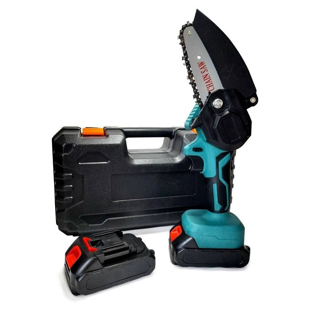 Trade Shop - Mini Elettrosega A Doppia Batteria Motosega Elettrica Tagliarami 4'' Valigia Lld -