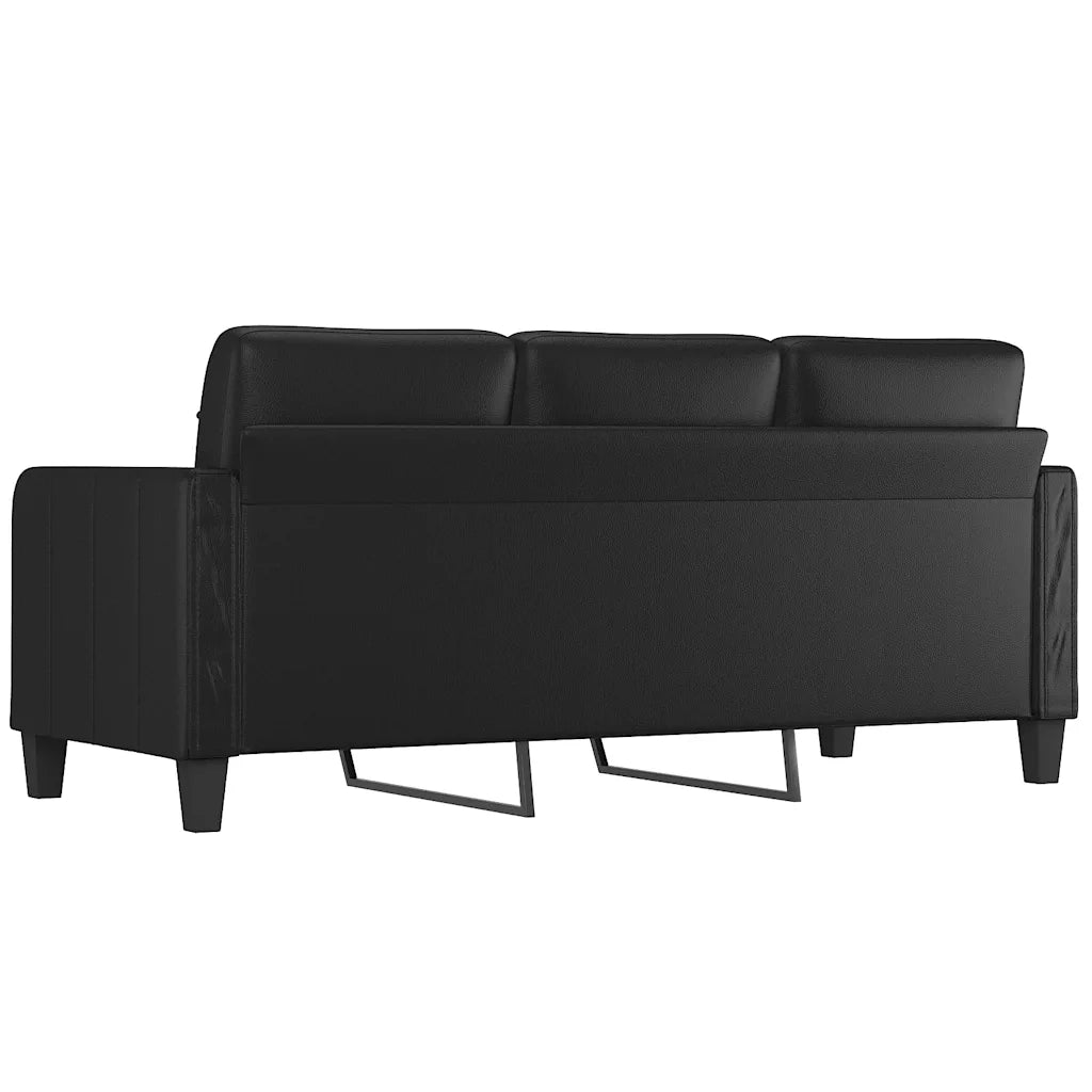 Divano a 3 Posti-Sofa 3 Posti Nero 180 cm in Similpelle 190061