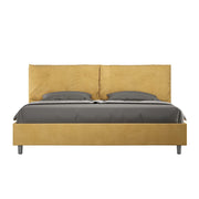 BS COM Letto matrimoniale king size con rete imbottito 200x200 microfibra ocra