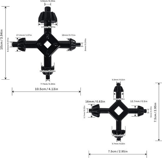 Chiave 4-in-1 per trapano a mano - Adatta per la maggior parte delle trivelle - Chiave universale - Realizzata in acciaio di alta qualità - Codice prodotto: 123456 - Modello: SC-001