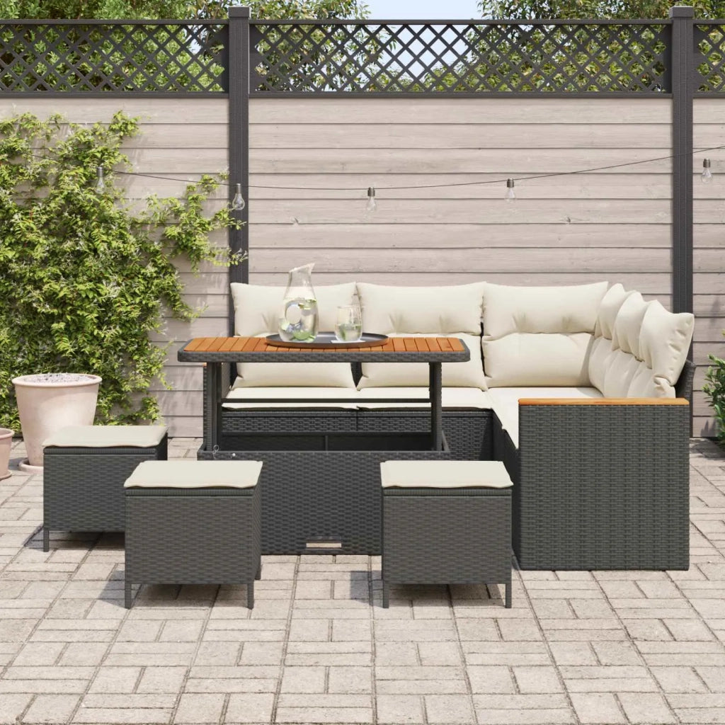 Set Divano da Giardino 9 pcs Nero polyrattan 3362920
