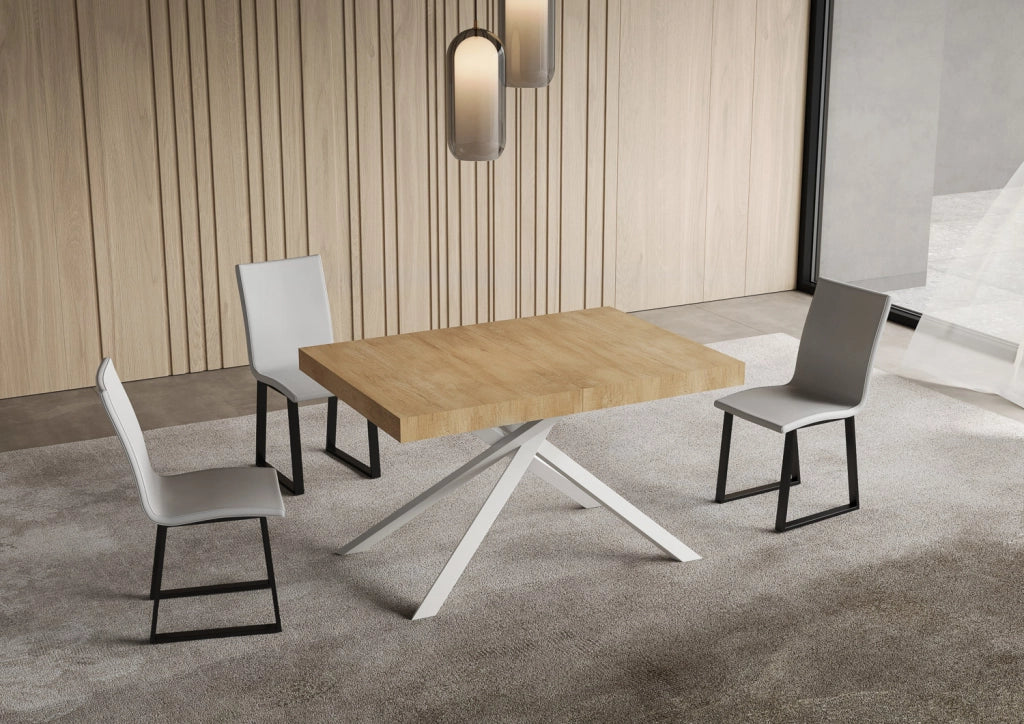Tavolo allungabile 80x140/224 cm Niketis quercia natura gambe bianche