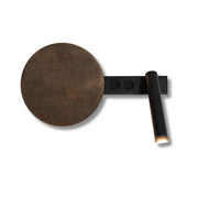 Applique moderna legno scuro nero spot orientabile 2xG9